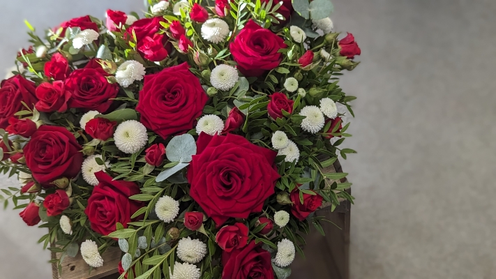 Red Rose and Mixed Flower Heart