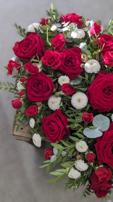 Red Rose and Mixed Flower Heart